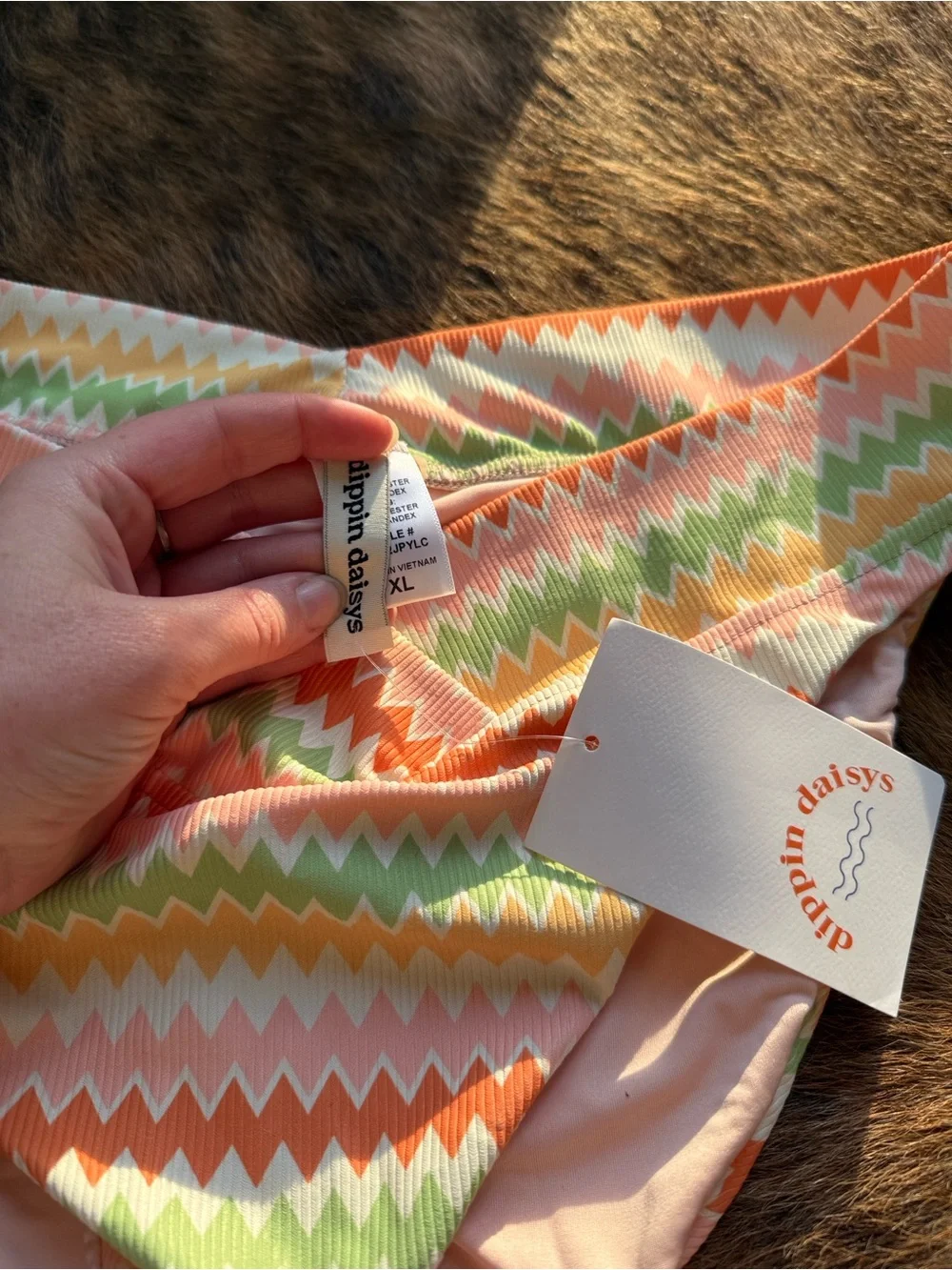 Dippin' Daisy's Pastel Chevron Bikini Bottoms - Peach, Green, Yellow, White